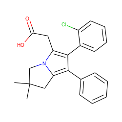 CC1(C)Cc2c(-c3ccccc3)c(-c3ccccc3Cl)c(CC(=O)O)n2C1 ZINC000013737358