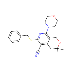 CC1(C)Cc2c(C#N)c(SCc3ccccc3)nc(N3CCOCC3)c2CO1 ZINC000012384531