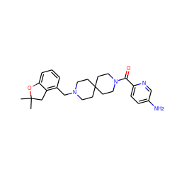 CC1(C)Cc2c(CN3CCC4(CC3)CCN(C(=O)c3ccc(N)cn3)CC4)cccc2O1 ZINC000034984816