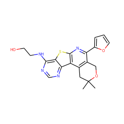 CC1(C)Cc2c(c(-c3ccco3)nc3sc4c(NCCO)ncnc4c23)CO1 ZINC000001832278