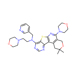 CC1(C)Cc2c(c(N3CCOCC3)nc3sc4c(N(CCN5CCOCC5)Cc5cccnc5)ncnc4c23)CO1 ZINC000064540325