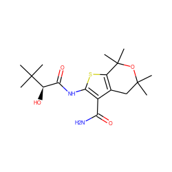 CC1(C)Cc2c(sc(NC(=O)[C@@H](O)C(C)(C)C)c2C(N)=O)C(C)(C)O1 ZINC001772647446