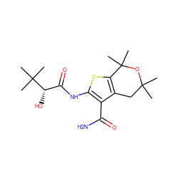 CC1(C)Cc2c(sc(NC(=O)[C@H](O)C(C)(C)C)c2C(N)=O)C(C)(C)O1 ZINC001772630674