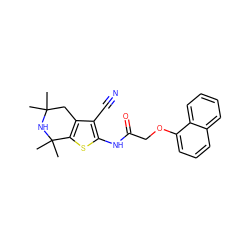 CC1(C)Cc2c(sc(NC(=O)COc3cccc4ccccc34)c2C#N)C(C)(C)N1 ZINC000001259959