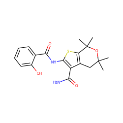 CC1(C)Cc2c(sc(NC(=O)c3ccccc3O)c2C(N)=O)C(C)(C)O1 ZINC001772573420