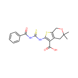 CC1(C)Cc2c(sc(NC(=S)NC(=O)c3ccccc3)c2C(=O)O)CO1 ZINC000000751898