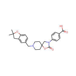 CC1(C)Cc2cc(CN3CCC4(CC3)CN(c3ccc(C(=O)O)cc3)C(=O)O4)ccc2O1 ZINC000169702658