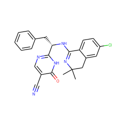 CC1(C)Cc2cc(Cl)ccc2C(N[C@@H](Cc2ccccc2)c2ncc(C#N)c(=O)[nH]2)=N1 ZINC000095602622