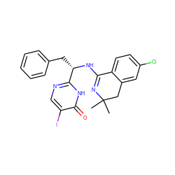 CC1(C)Cc2cc(Cl)ccc2C(N[C@@H](Cc2ccccc2)c2ncc(I)c(=O)[nH]2)=N1 ZINC000095602847