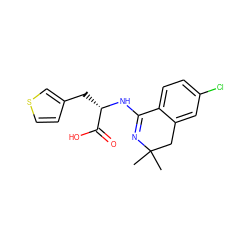 CC1(C)Cc2cc(Cl)ccc2C(N[C@@H](Cc2ccsc2)C(=O)O)=N1 ZINC000096908784