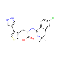 CC1(C)Cc2cc(Cl)ccc2C(N[C@@H](Cc2cscc2-c2cn[nH]c2)C(=O)O)=N1 ZINC000095921047