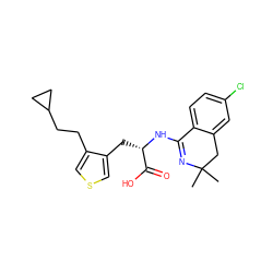 CC1(C)Cc2cc(Cl)ccc2C(N[C@@H](Cc2cscc2CCC2CC2)C(=O)O)=N1 ZINC000096908803