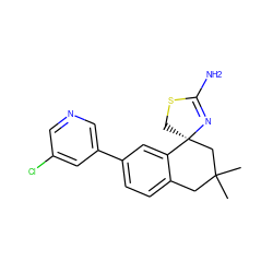 CC1(C)Cc2ccc(-c3cncc(Cl)c3)cc2[C@]2(CSC(N)=N2)C1 ZINC000095604719