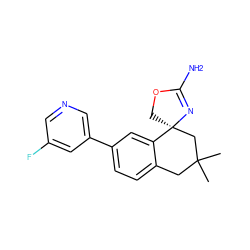 CC1(C)Cc2ccc(-c3cncc(F)c3)cc2[C@]2(COC(N)=N2)C1 ZINC000095601150