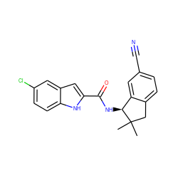 CC1(C)Cc2ccc(C#N)cc2[C@@H]1NC(=O)c1cc2cc(Cl)ccc2[nH]1 ZINC000116554996