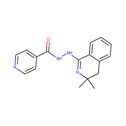 CC1(C)Cc2ccccc2C(NNC(=O)c2ccncc2)=N1 ZINC000004322047