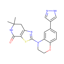 CC1(C)Cc2nc(N3CCOc4ccc(-c5cn[nH]c5)cc43)sc2C(=O)N1 ZINC000040878277