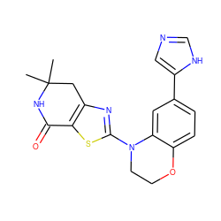 CC1(C)Cc2nc(N3CCOc4ccc(-c5cnc[nH]5)cc43)sc2C(=O)N1 ZINC000040878272