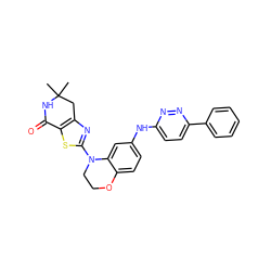 CC1(C)Cc2nc(N3CCOc4ccc(Nc5ccc(-c6ccccc6)nn5)cc43)sc2C(=O)N1 ZINC000040428978