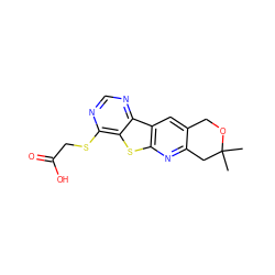 CC1(C)Cc2nc3sc4c(SCC(=O)O)ncnc4c3cc2CO1 ZINC000002336366