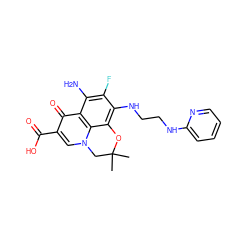 CC1(C)Cn2cc(C(=O)O)c(=O)c3c(N)c(F)c(NCCNc4ccccn4)c(c32)O1 ZINC000072122879