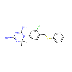 CC1(C)N=C(N)N=C(N)N1c1ccc(CSc2ccccc2)c(Cl)c1 ZINC000029216331