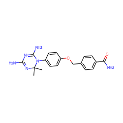 CC1(C)N=C(N)N=C(N)N1c1ccc(OCc2ccc(C(N)=O)cc2)cc1 ZINC000029221640