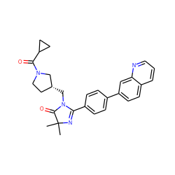 CC1(C)N=C(c2ccc(-c3ccc4cccnc4c3)cc2)N(C[C@@H]2CCN(C(=O)C3CC3)C2)C1=O ZINC000473085711