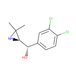 CC1(C)N[C@@H]1[C@@H](O)c1ccc(Cl)c(Cl)c1 ZINC000169316463