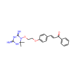 CC1(C)NC(=N)NC(=N)N1OCCOc1ccc(/C=C/C(=O)c2ccccc2)cc1 ZINC001772640482