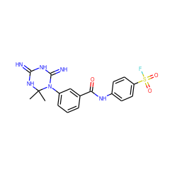 CC1(C)NC(=N)NC(=N)N1c1cccc(C(=O)Nc2ccc(S(=O)(=O)F)cc2)c1 ZINC000008034747