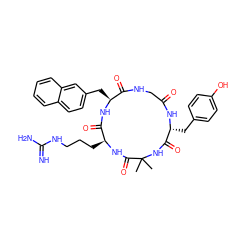 CC1(C)NC(=O)[C@@H](Cc2ccc(O)cc2)NC(=O)CNC(=O)[C@H](Cc2ccc3ccccc3c2)NC(=O)[C@H](CCCNC(=N)N)NC1=O ZINC000095564602