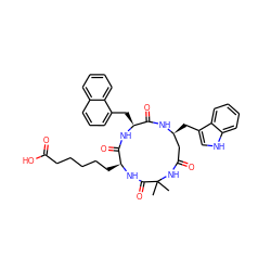 CC1(C)NC(=O)C[C@H](Cc2c[nH]c3ccccc23)NC(=O)[C@H](Cc2cccc3ccccc23)NC(=O)[C@H](CCCCCC(=O)O)NC1=O ZINC000049679160