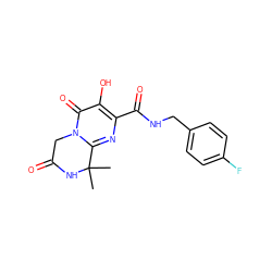 CC1(C)NC(=O)Cn2c1nc(C(=O)NCc1ccc(F)cc1)c(O)c2=O ZINC000035017614