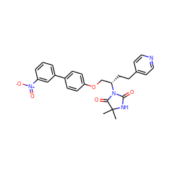 CC1(C)NC(=O)N([C@@H](CCc2ccncc2)COc2ccc(-c3cccc([N+](=O)[O-])c3)cc2)C1=O ZINC000013587505