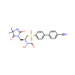 CC1(C)NC(=O)N(C[C@@H](CS(=O)(=O)c2ccc(-c3ccc(C#N)cc3)cc2)N(O)C=O)C1=O ZINC000013471922