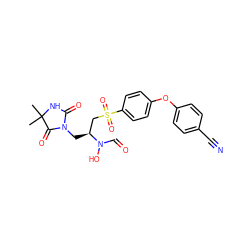 CC1(C)NC(=O)N(C[C@@H](CS(=O)(=O)c2ccc(Oc3ccc(C#N)cc3)cc2)N(O)C=O)C1=O ZINC000013471924