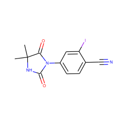 CC1(C)NC(=O)N(c2ccc(C#N)c(I)c2)C1=O ZINC000028395024