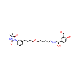 CC1(C)NC(=O)N(c2cccc(CCCCOCCCCCCNC[C@H](O)c3ccc(O)c(CO)c3)c2)C1=O ZINC000072112669