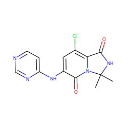 CC1(C)NC(=O)c2c(Cl)cc(Nc3ccncn3)c(=O)n21 ZINC001772626952