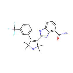 CC1(C)NC(C)(C)C(c2nc3c(C(N)=O)cccc3[nH]2)=C1c1cccc(C(F)(F)F)c1 ZINC000040403342