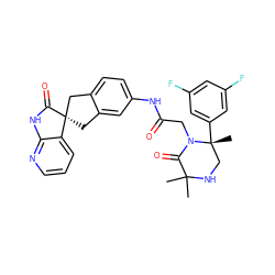 CC1(C)NC[C@@](C)(c2cc(F)cc(F)c2)N(CC(=O)Nc2ccc3c(c2)C[C@@]2(C3)C(=O)Nc3ncccc32)C1=O ZINC000096284522