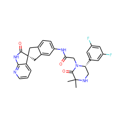 CC1(C)NC[C@@H](c2cc(F)cc(F)c2)N(CC(=O)Nc2ccc3c(c2)C[C@@]2(C3)C(=O)Nc3ncccc32)C1=O ZINC000096284523