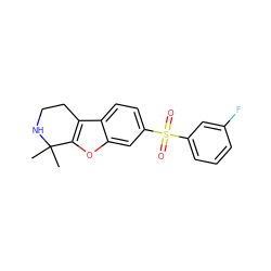 CC1(C)NCCc2c1oc1cc(S(=O)(=O)c3cccc(F)c3)ccc21 ZINC000072316099