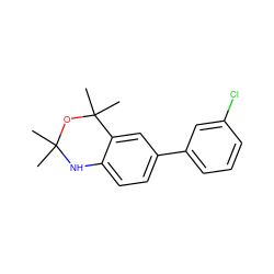 CC1(C)Nc2ccc(-c3cccc(Cl)c3)cc2C(C)(C)O1 ZINC000001549657