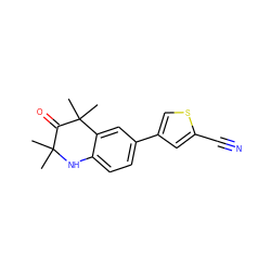 CC1(C)Nc2ccc(-c3csc(C#N)c3)cc2C(C)(C)C1=O ZINC000053194977