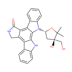 CC1(C)O[C@@H](n2c3ccccc3c3c4c(c5c6ccccc6[nH]c5c32)CNC4=O)C[C@@]1(O)CO ZINC000028520877