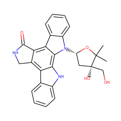 CC1(C)O[C@@H](n2c3ccccc3c3c4c(c5c6ccccc6[nH]c5c32)CNC4=O)C[C@]1(O)CO ZINC000028475241