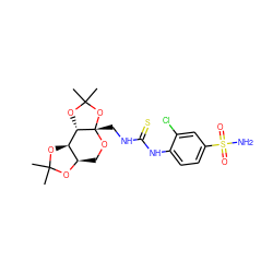 CC1(C)O[C@@H]2CO[C@@]3(CNC(=S)Nc4ccc(S(N)(=O)=O)cc4Cl)OC(C)(C)O[C@H]3[C@@H]2O1 ZINC000028818632