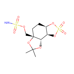 CC1(C)O[C@H]2[C@@H]3OS(=O)(=O)O[C@@H]3CC[C@@]2(COS(N)(=O)=O)O1 ZINC000014293524